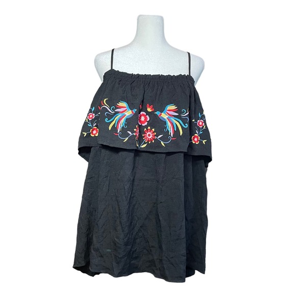 Savanna Jane Off‎ the Shoulder Blouse Plus Sz 3x Black Embroidered Floral Boho - Picture 2 of 14